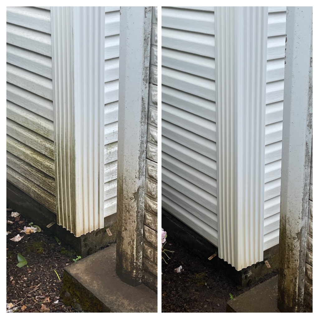 House Washing Vinyl Siding Before and After Photo