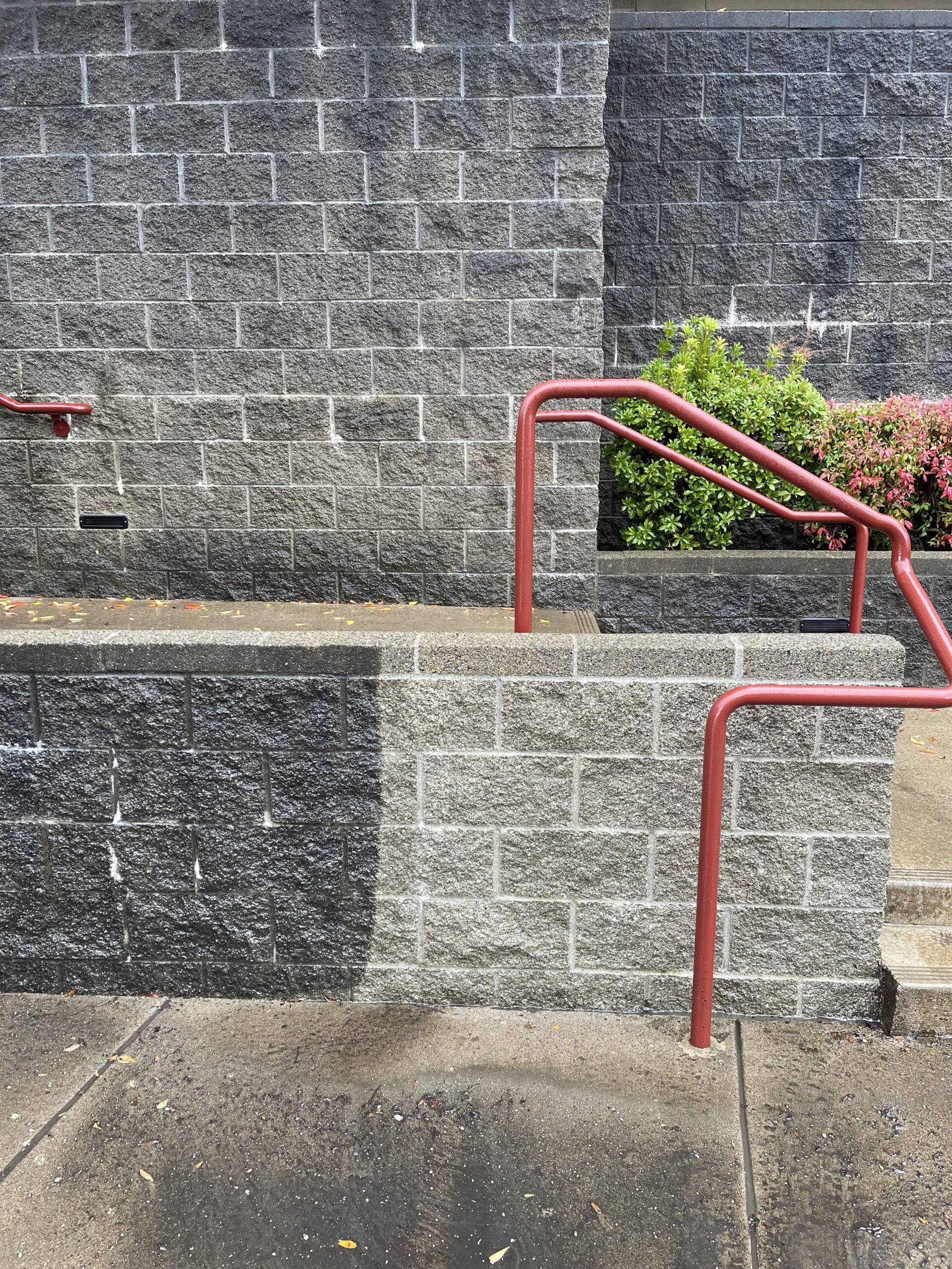 Commercial Pressure Washing Retaining Wall