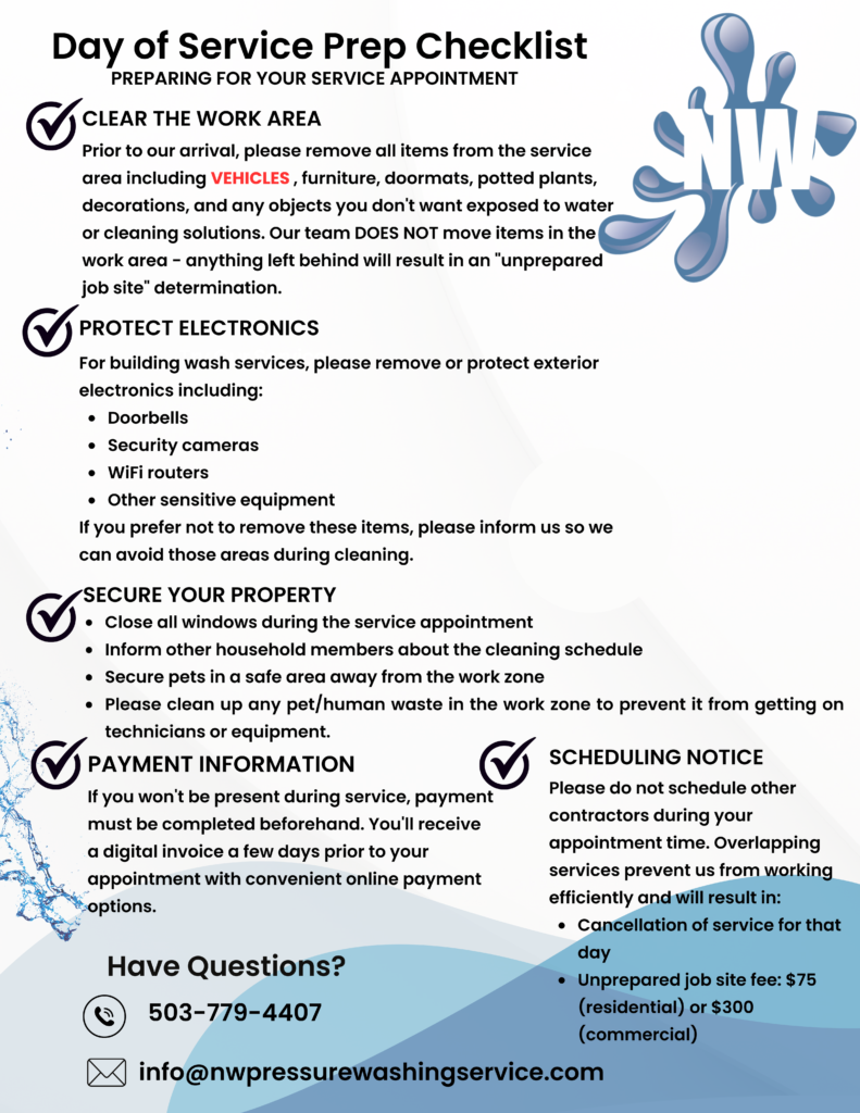 Day of Service Prep Checklist