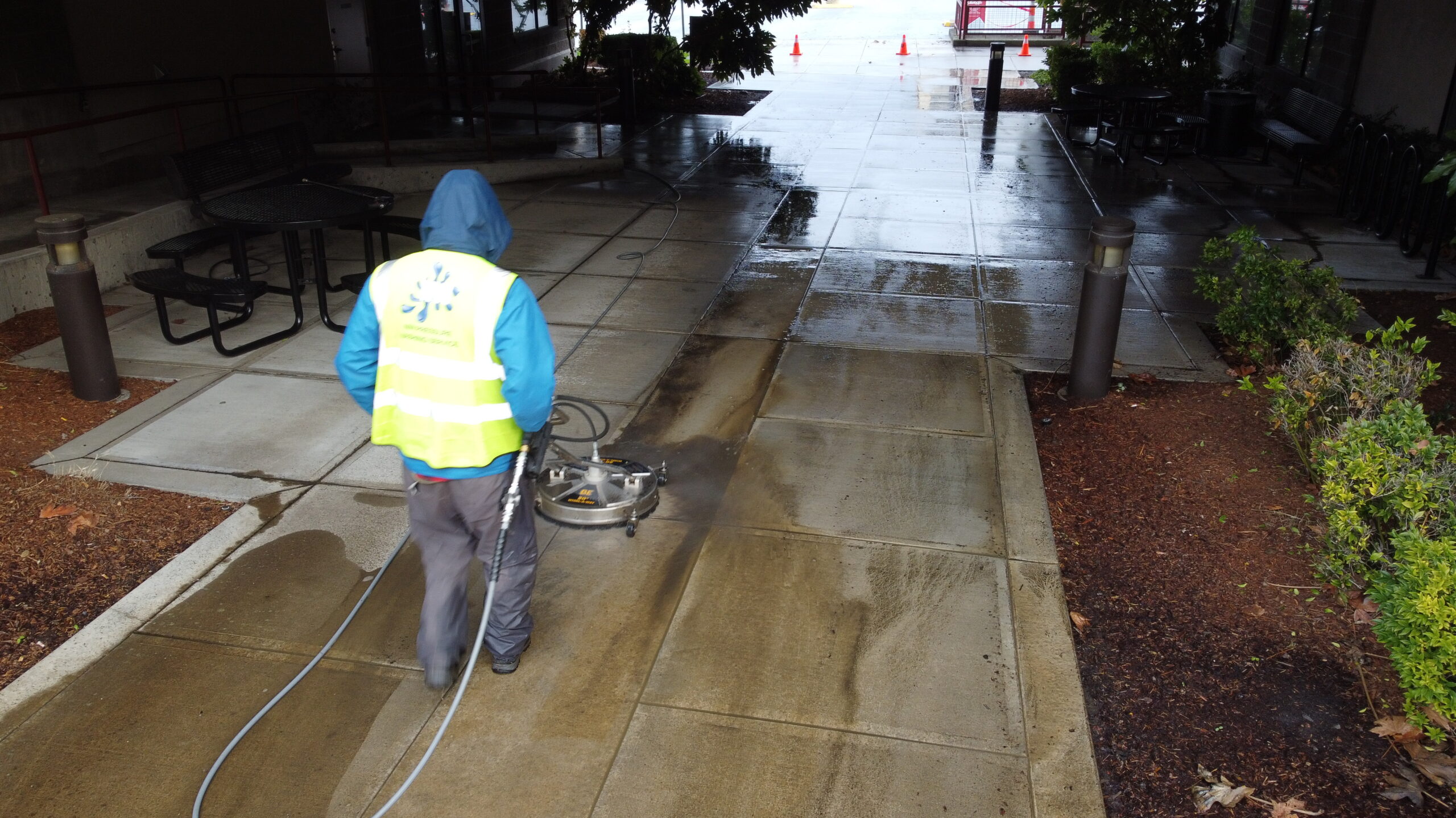 Commercial Sidewalk & Walkway Cleaning Using Surface Cleaner