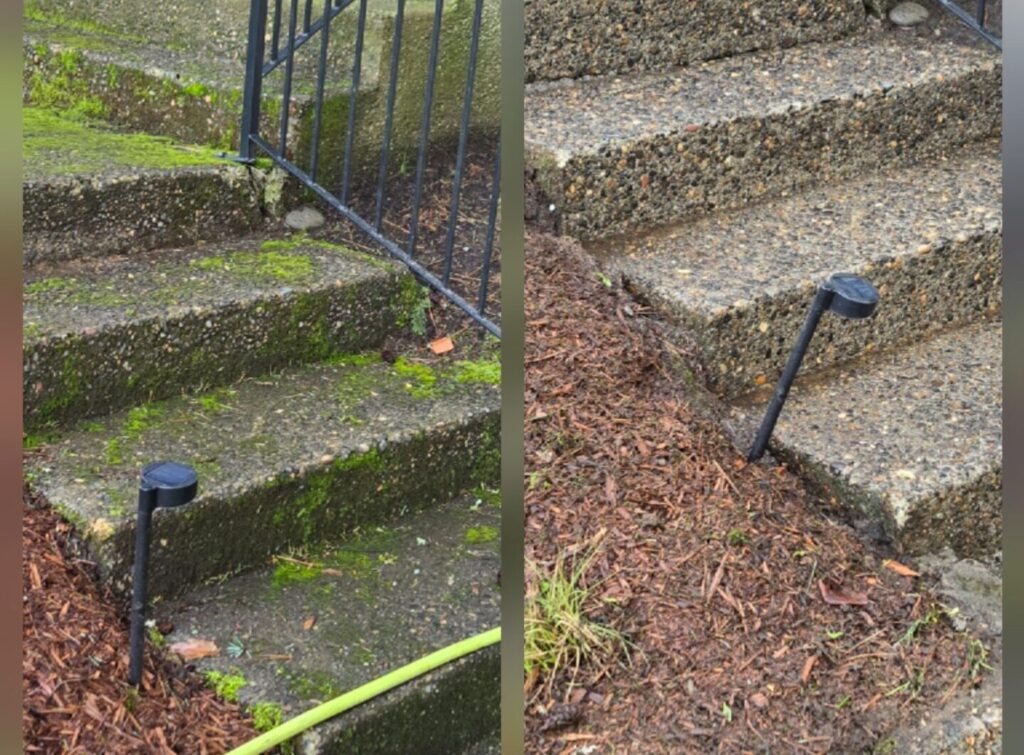Short Pump Pressure Washing before and after image of stair pressure washing